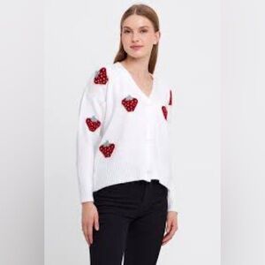 White Sweater with Red Strawberries